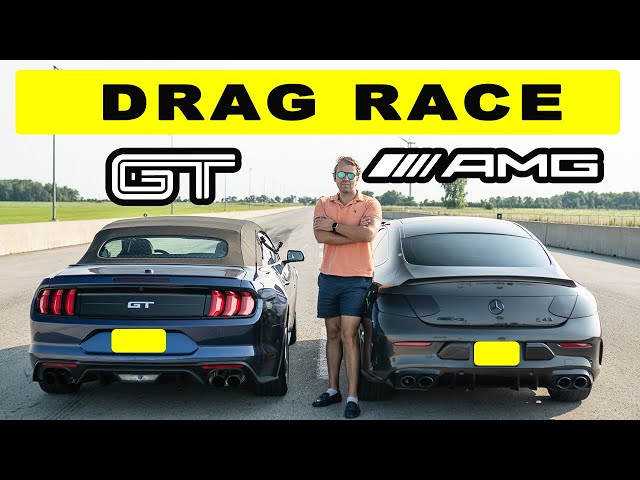 Ford Mustang GT 10 Speed vs Mercedes C43 AMG Coupe, drag and roll race!