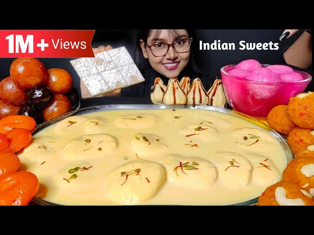 Eating Rasmalai, Gulab Jamun, Laddu, Jalebi, Modak | Indian Sweets Asmr | Big Bites | Mukbang