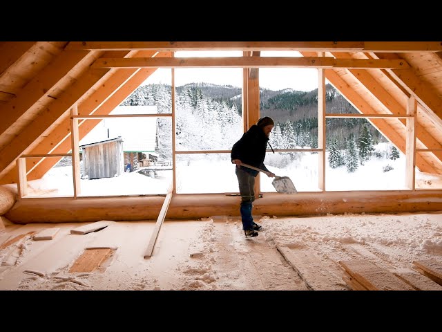 Building LOG CABIN Alone S4 Ep4-  Throwing Snow out of the LOG CABIN
