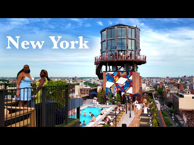 NYC [4K] Lively summer vibes in Williamsburg, Brooklyn, Foodie Market and Rooftop Party | May, 2024