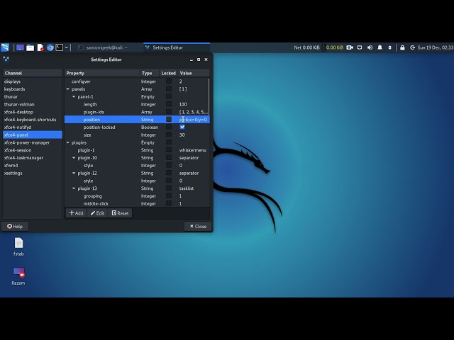 How to move taskbar from top to bottom in kali linux