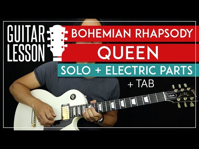 Bohemian Rhapsody Solo Guitar Tutorial + Electric Riffs - Queen Lesson 🎸 |TABS + All Guitar Parts|