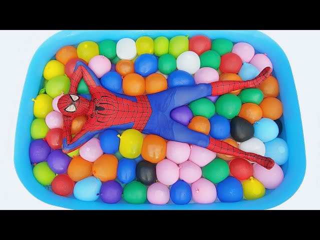 Spider Man Popping 300 Water Balloons!