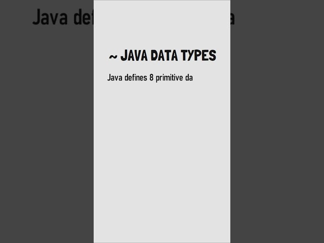 Java's Data Types