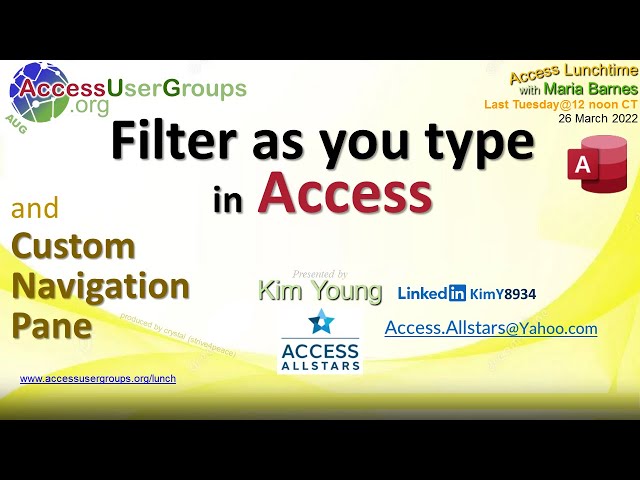 AL: Filter as You Type in Access + Custom Navigation Pane - Kim Young