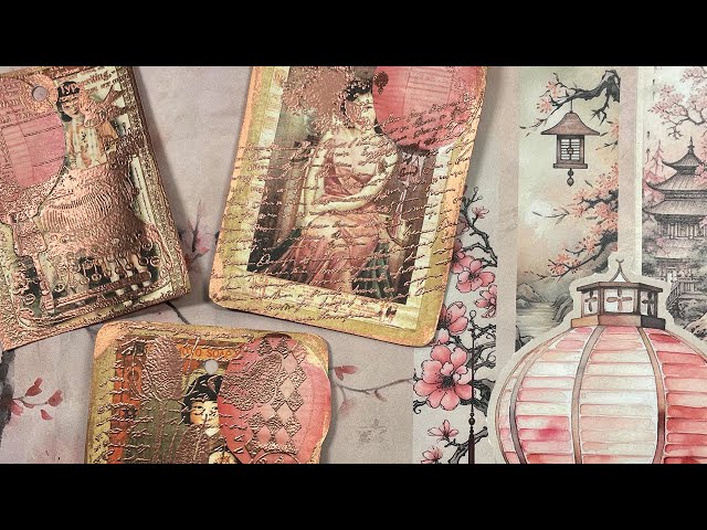 🏮 Asian Inspired Mixed Media cards tags