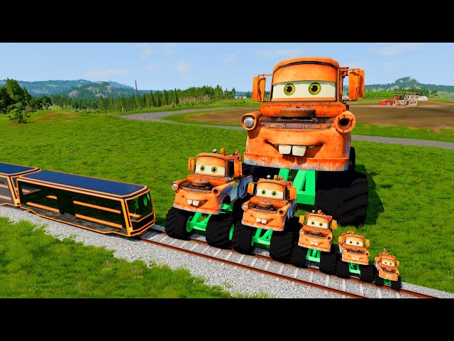 Giant & Small Cars vs Train-BeamNG.Drive #1