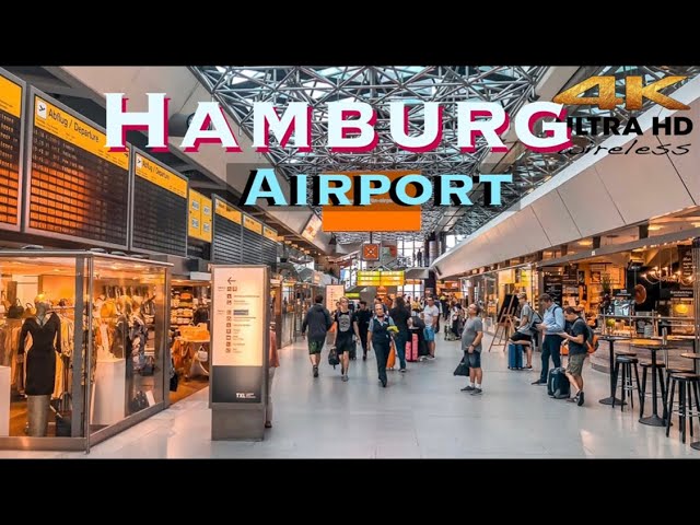 [4K HDR] Hamburg Int. Airport Night Walking Tour. Hamburg city. Germany 🇩🇪 2021