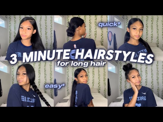 3 MINUTE HAIRSTYLES FOR LONG HAIR ( no gel required ) *quick and easy* | The Real Kphu