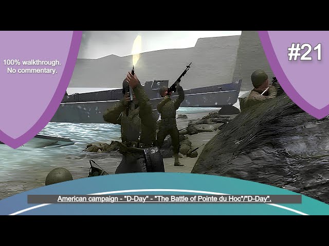 "CoD: 2" (2005, PC) - blind playthrough - part 21 - mission 21 - "The Battle of Pointe du Hoc".
