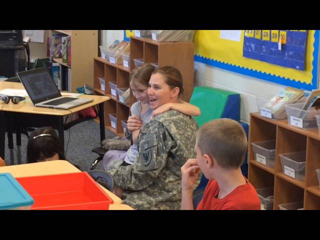 Soldier returns from Mideast deployment to surprise daughter at Chinn Elementary