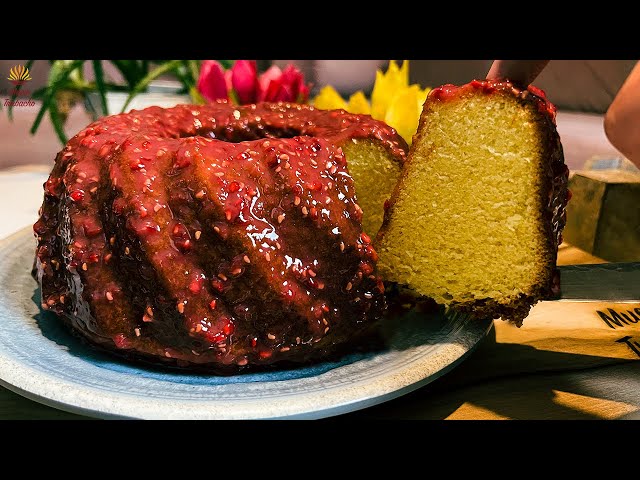 Moist Pound Cake in a Chocolate and Raspberry Coating