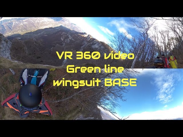 VR 360 wingsuit base jump Green Line.