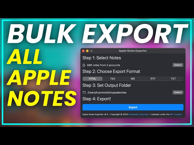 How to Bulk Export All Apple Notes to HTML, LaTeX, Markdown, & RTF in 2024