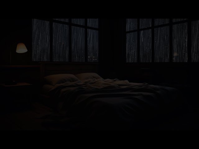 Calming Dark Room with Heavy Rain at Night: Perfect for Sleep and Relaxation - ASMR Sounds