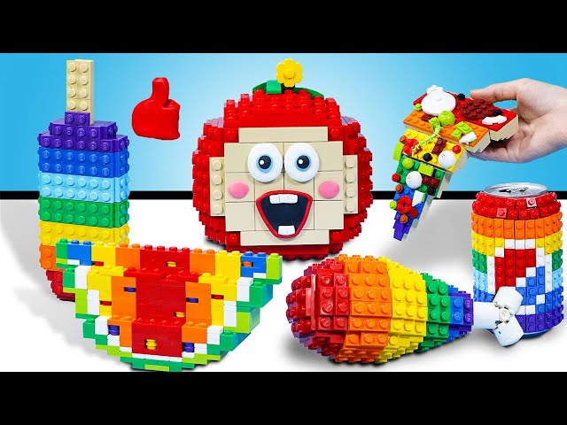RAINBOW Food Mukbang in Real Life🌈🌈🌈- Lego Food Funny Stop Motion ASMR