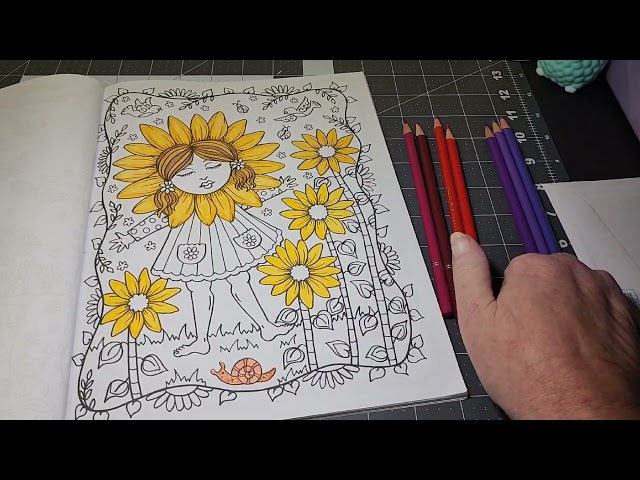Chat * I Had Bad Fall * Art Journal Sunflower Layout Part 1 * Adult Coloring * Colored Pencils