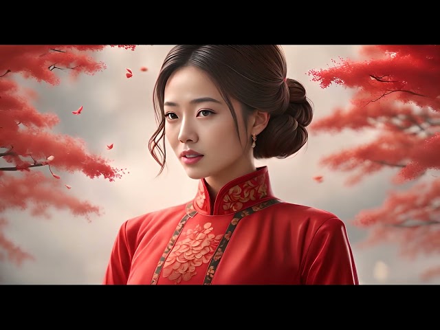 4K Portrait - Beautiful Chinese Woman in Red, from Stock Footage Center