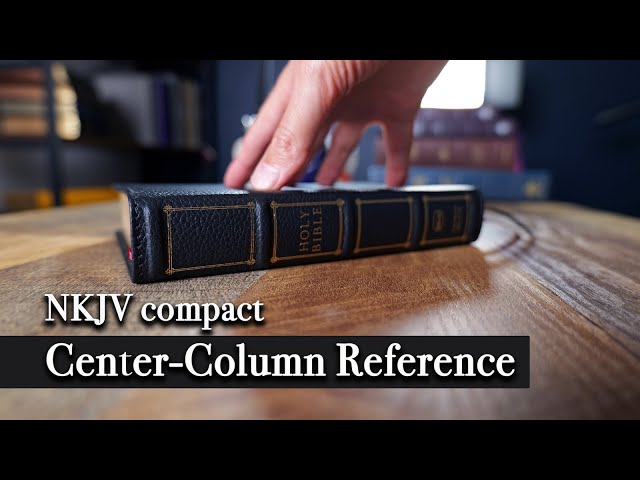 NKJV Compact Center-Column Reference Bible | Black Genuine Leather