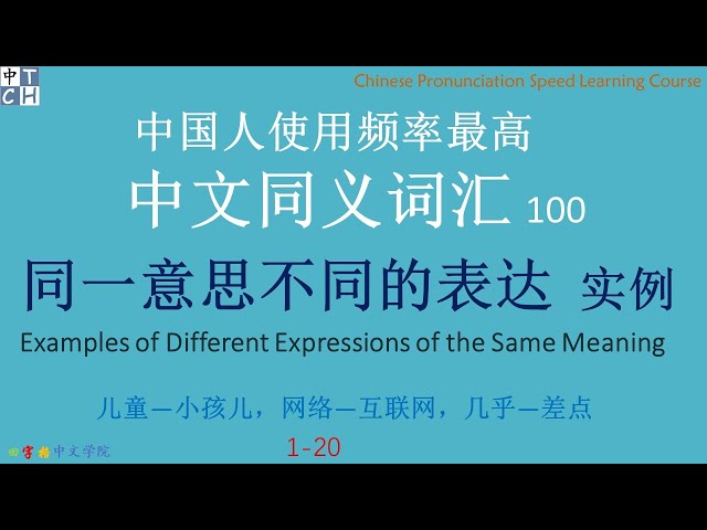 Learn Chinese character： Most frequently used  Chinese synonyms (VII)  |listening |HSK | beginner