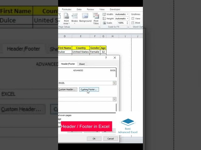 Header & Footer in Excel