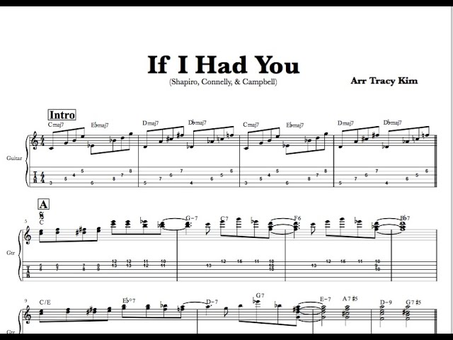 "If I Had You" for Easy Jazz Guitar (Free Tutorial Lesson with Tabs)- Chord Melody, Solo Guitar