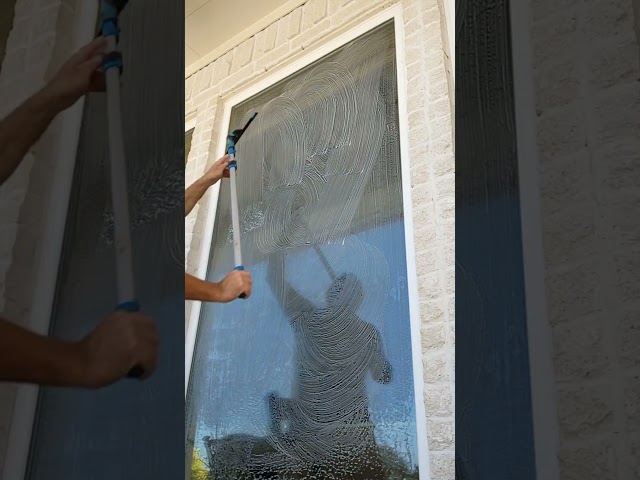 traditional window cleaning with a mop and squeegee #diy #windowcleaning #satisfying