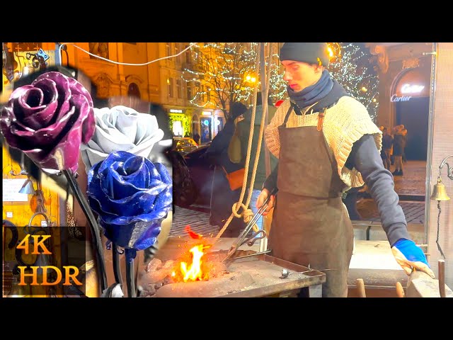The blacksmith is creating a nice rose 🌹 Amazing Prague