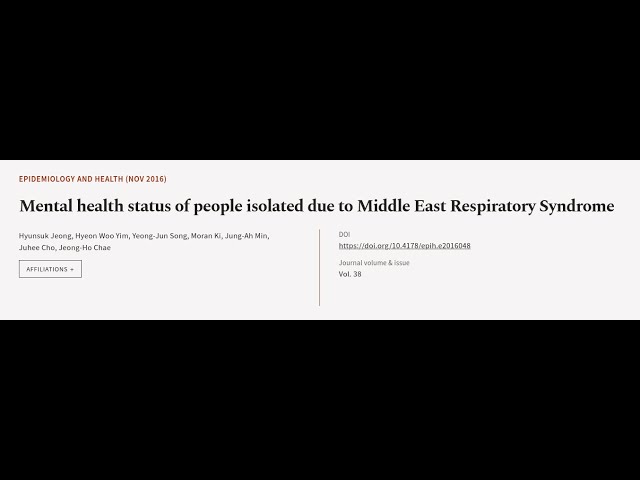 Mental health status of people isolated due to Middle East Respiratory Syndrome | RTCL.TV