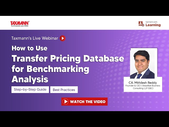 #TaxmannWebinar | How to Use Transfer Pricing Database for Benchmarking Analysis
