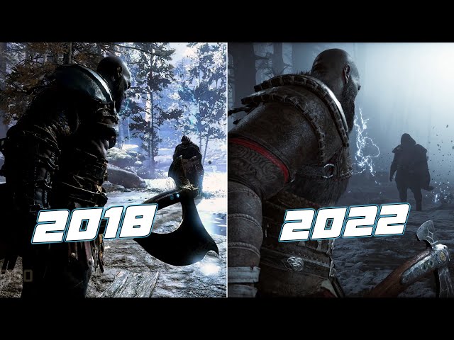 God of War Ragnarok Thor Scene 2018 VS 2022 Side by Side Comparison