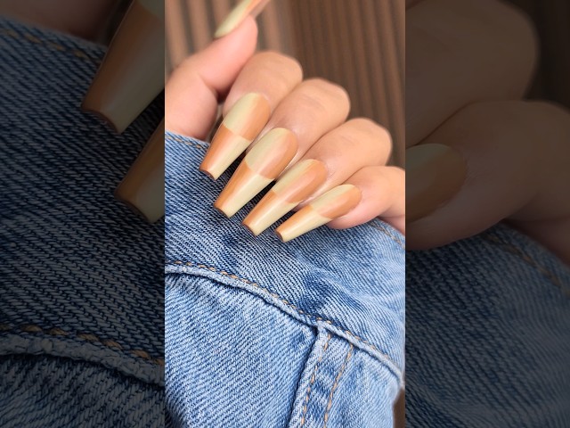 How to Ombre French Tip Nail Art Tutorial | Latte Vibes Nails #nails #nailart #nailtutorial #shorts