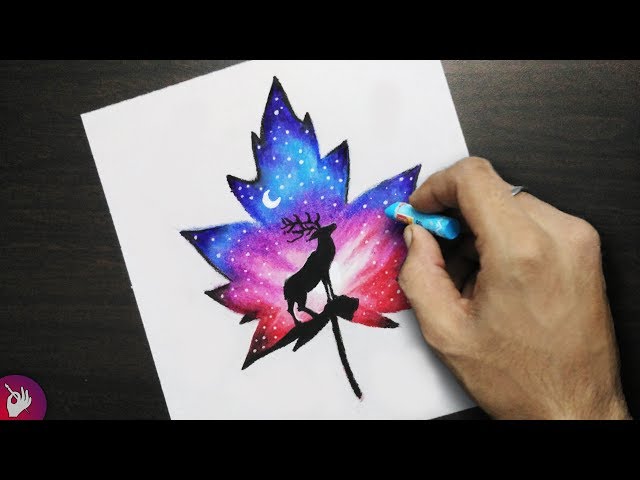 Beautiful Double Exposure Scenery Drawing for beginners with oil pastels step by step