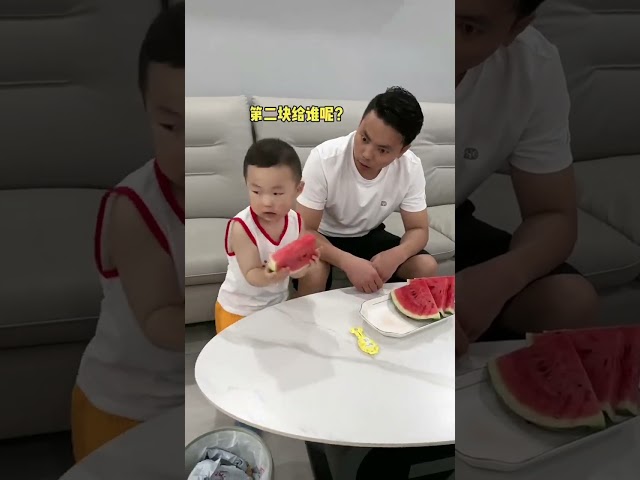 Adorable Baby Stops Dad From Eating First Piece Of Watermelon#comedy #cutebaby#funnyvideos#smile