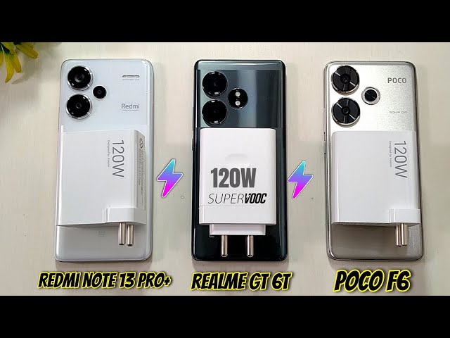 realme GT 6T Vs POCO F6 Vs Redmi Note 13 Pro Plus Charging Test | Best 5G Mobile Under 30K ?