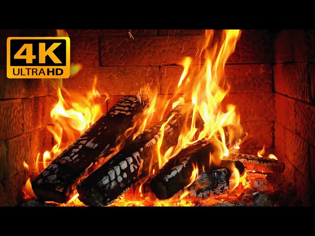 🔥 Fireplace atmosphere 4K (no music). Fireplace with burning logs and crackling sounds. Fireplace 4k