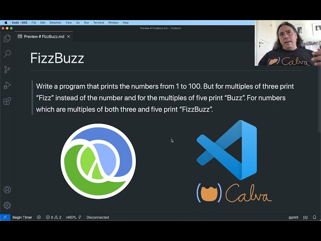 Clojure Workflow in VS Code, coding FizzBuzz