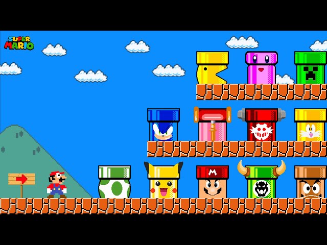 Super Mario Bros. but there are MORE Custom Pipe All Character!