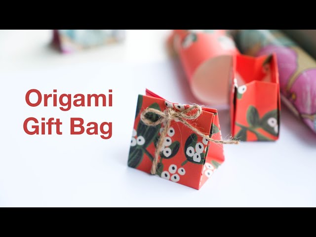 How to fold Origami gift bag from wrapping paper (Traditional)