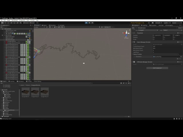 Unity procedural dungeon generation system (WIP & Unoptimized)