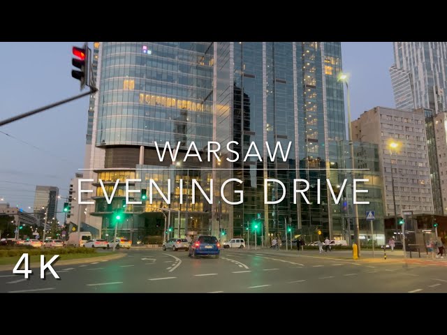 Warsaw - Evening Drive Through Downtown - 4K