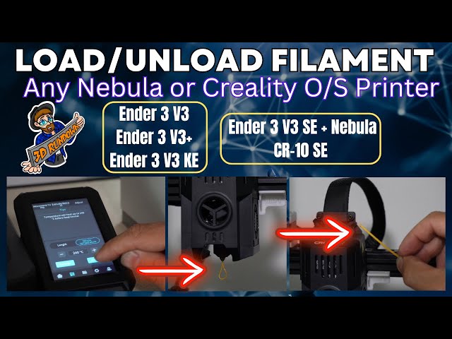 How to LOAD/UNLOAD Filament on Creality Ender 3 V3/KE/Plus, CR10-SE, and Nebula Pad - 3D Printer