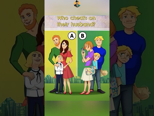 Who Cheats On Their Husband ? Solve This English Cartoon Riddles #games #quiz #riddles #art #shorts