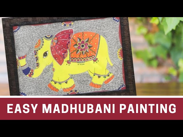 Madhubani Painting Elephant | Easy Madhubani Painting for Beginners | Folk Art | Mithila Painting