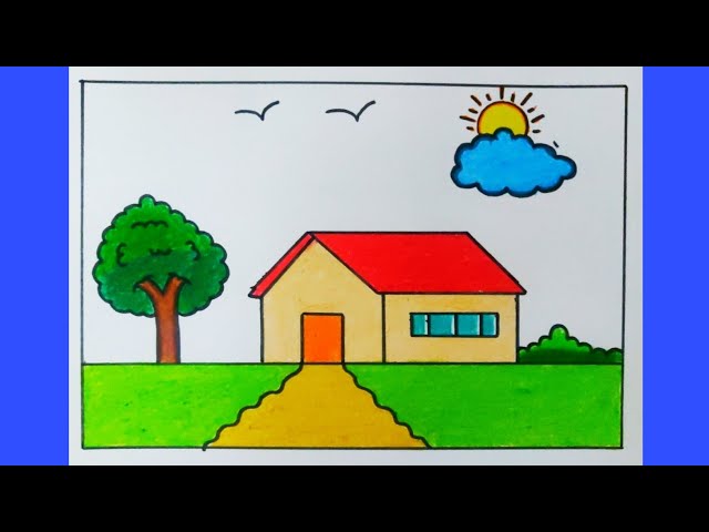 how to draw house scenery | how to draw house scenery drawing | how to draw house step by step easy