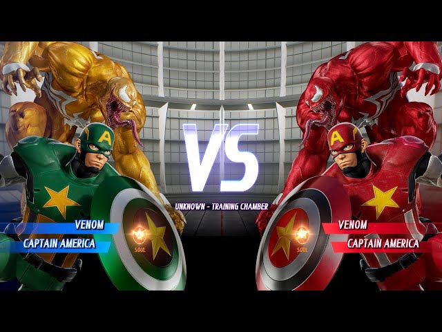 Yellow Venom & Green Captain America VS Red Venom & Red Captain America - Marvel vs Capcom Infinite