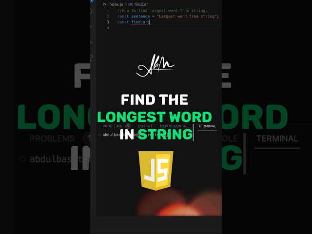 Find longest word in string | Interview Question & Algorithm | Javascript | #shorts