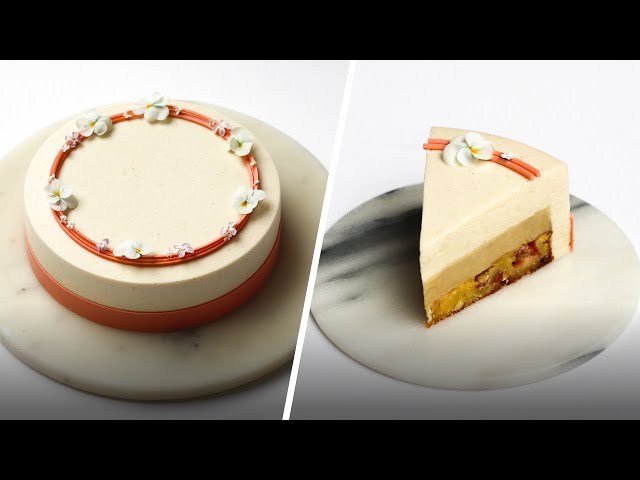 Recipe & Tutorial: Rhubarb Entremet Cake | Beginner's Guide to Entremet cake with ganache & mousse