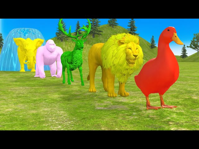 5 Giant Duck, Monkey, Piglet, Chicken, Dog, Cat, Cow, Sheep, Transfiguration Funny Animal 3D