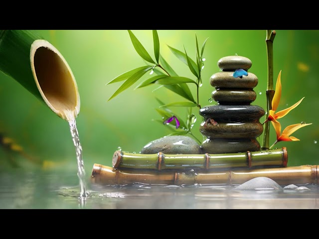 Healing Bamboo Water Fountain, Relaxing Music, Nature Sounds, Meditation | Music With Water Sounds
